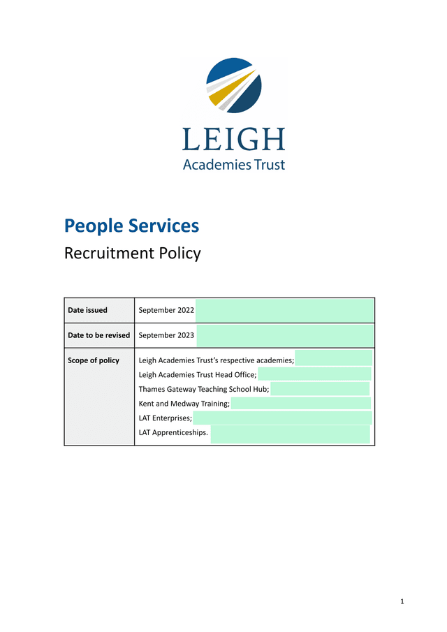 Recruitment Policy screenshot