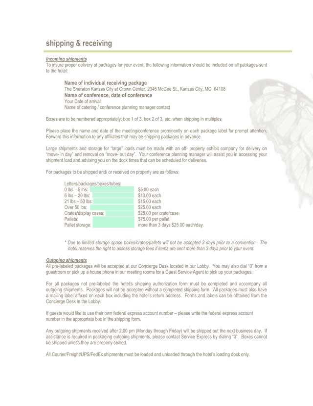 Shipping  Receiving Guidelines screenshot
