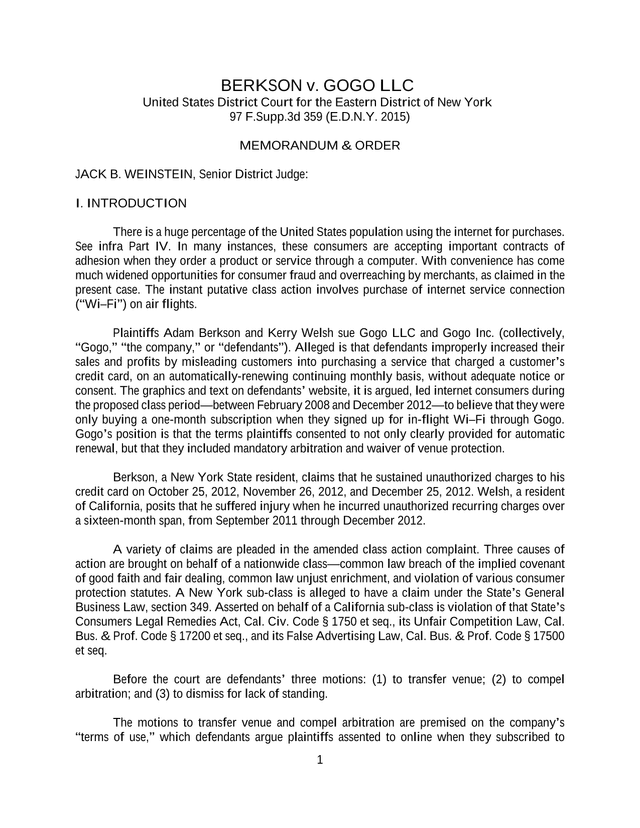 Berkson V. Gogo LLC screenshot
