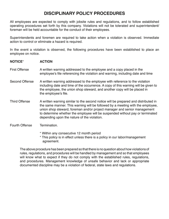 DISCIPLINARY POLICY PROCEDURES screenshot