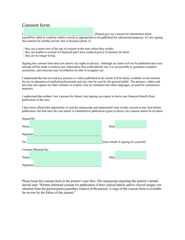 Consent Form screenshot