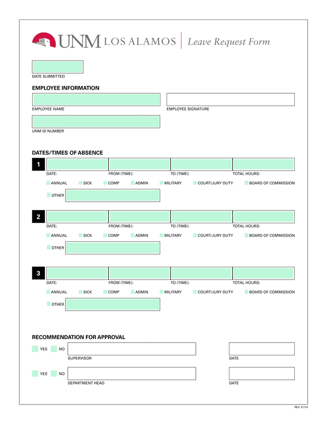 Leave Request Form screenshot