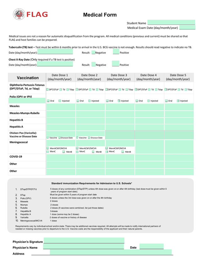 Standard Immunization Requirements For Admission To U.S. Schools screenshot