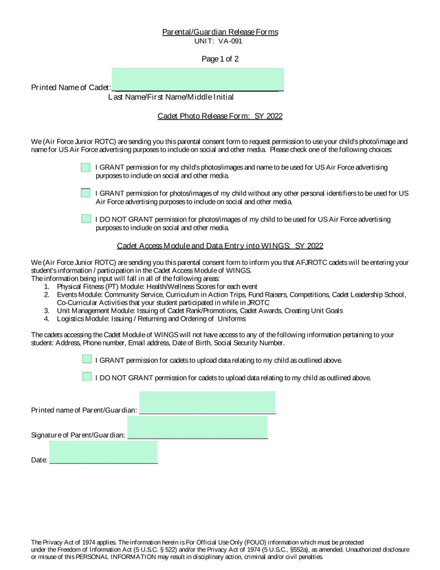 ParentalGuardian Release Forms screenshot