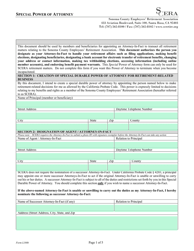 Form L180b   Special Power Of Attorney screenshot