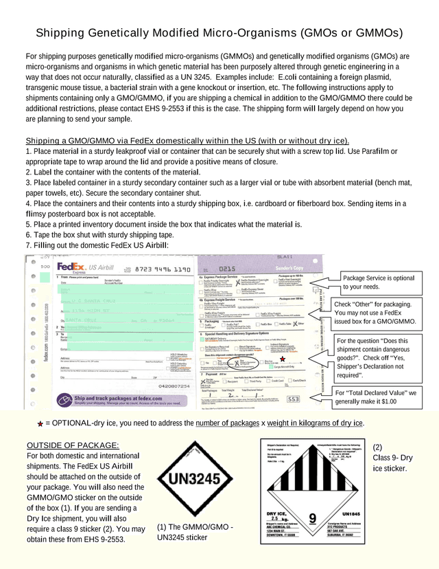 Shipping Genetically Modified Micro Organisms (GMOs Or GMMOs) screenshot