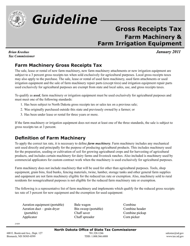 Guideline Farm Machinery Gross Receipts Tax screenshot