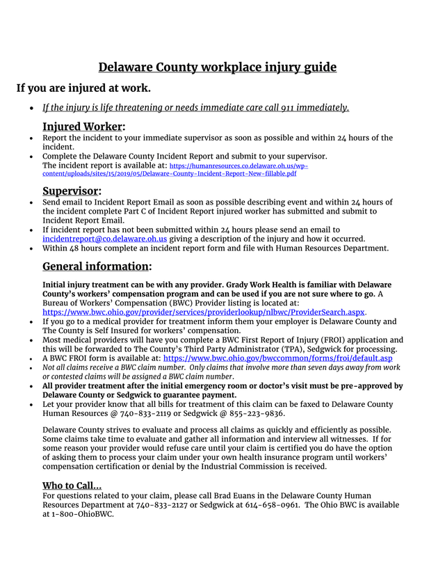 Delaware County Workplace Injury Guide screenshot