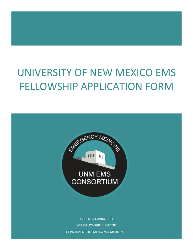 University Of New Mexico EMS Fellowship Application Form screenshot