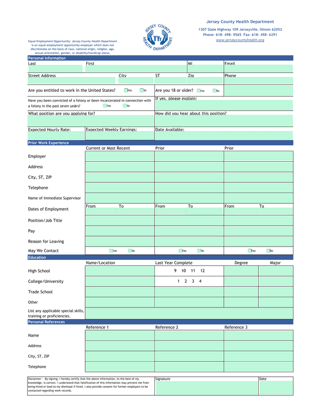 Job Application Form screenshot