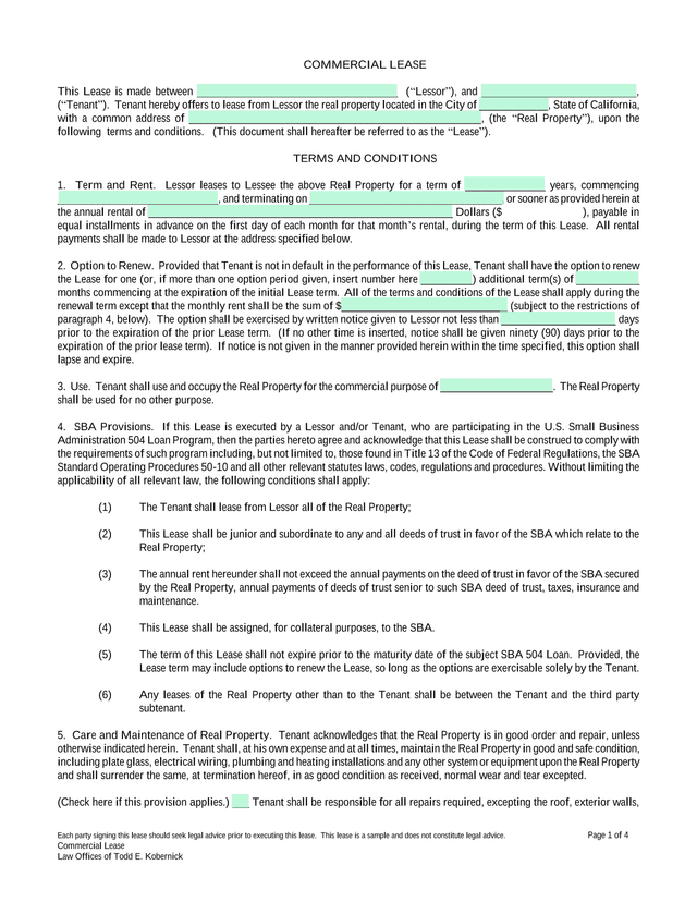 Commercial Lease screenshot