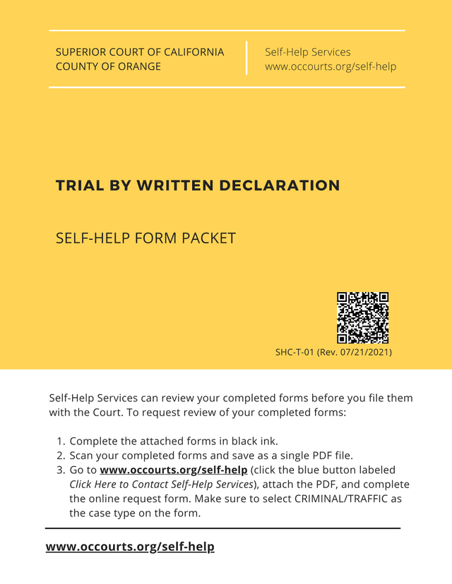Trial By Written Declaration Self Help Form Packet screenshot