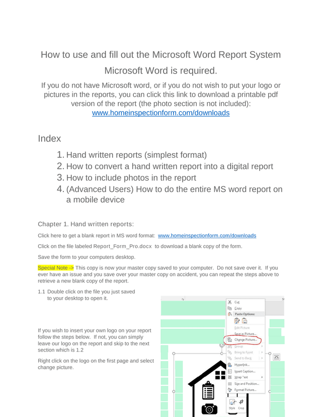 How To Use And Fill Out The Microsoft Word Report System screenshot