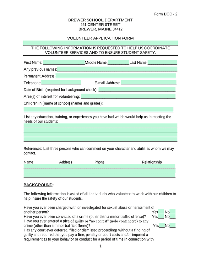 Form IJOC   2 Volunteer Application Form screenshot