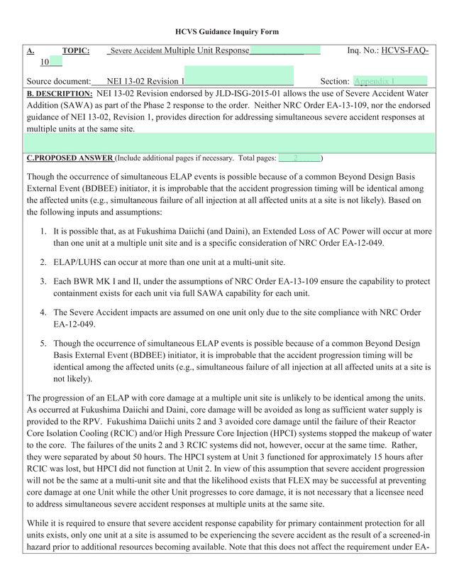 HCVS Guidance Inquiry Form screenshot