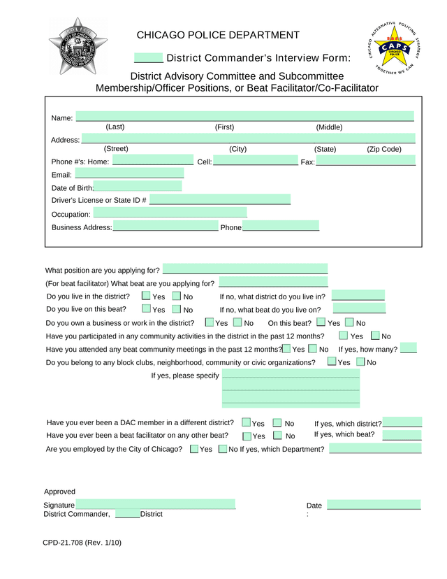 District CommanderS Interview Form screenshot