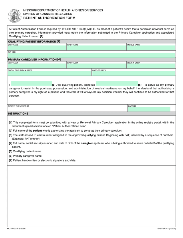 Patient Authorization Form screenshot