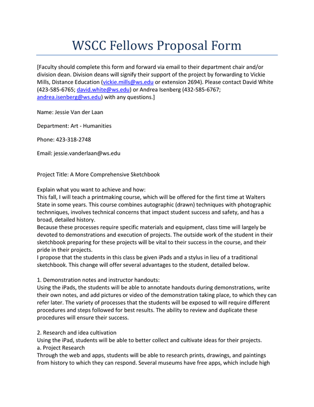 WSCC Fellows Proposal Form screenshot