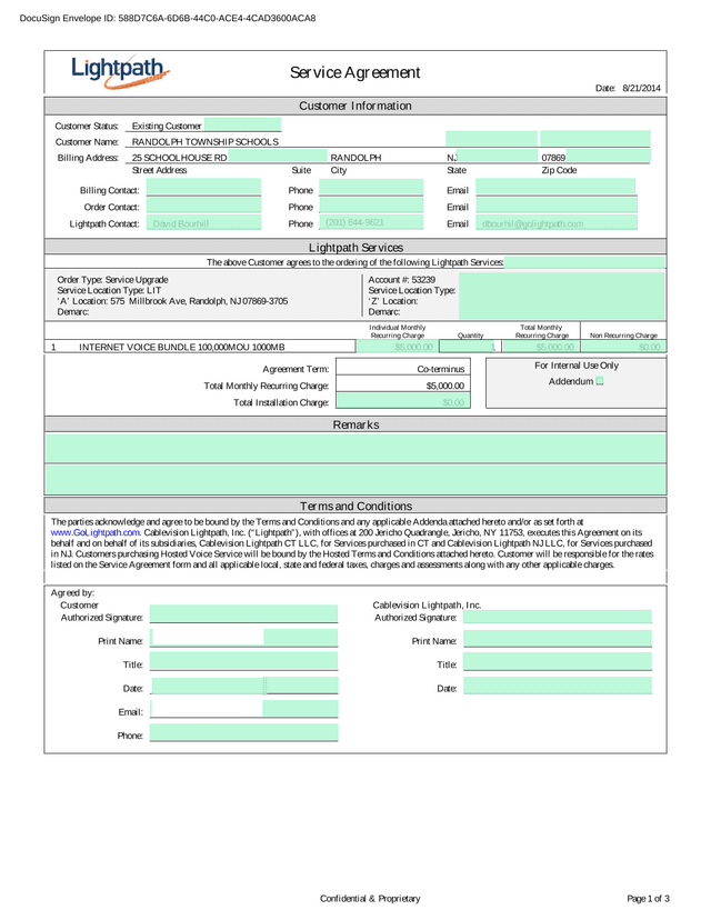 Service Agreement screenshot