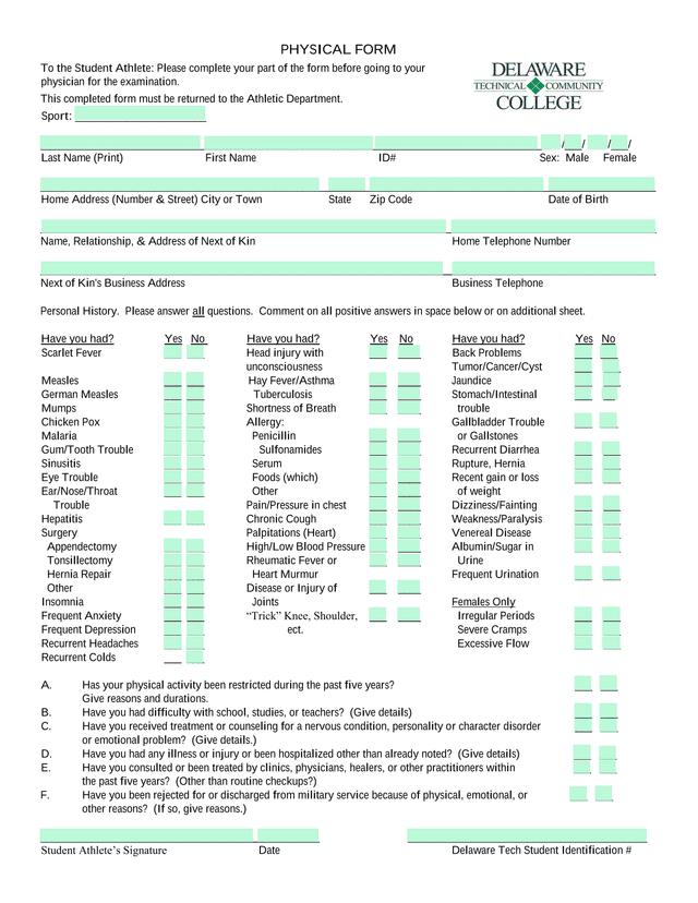 PHYSICAL FORM screenshot
