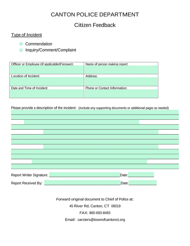 Citizen Feedback Form screenshot