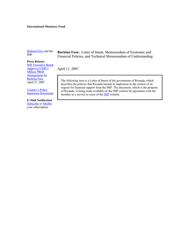 Burkina Faso And The IMF screenshot