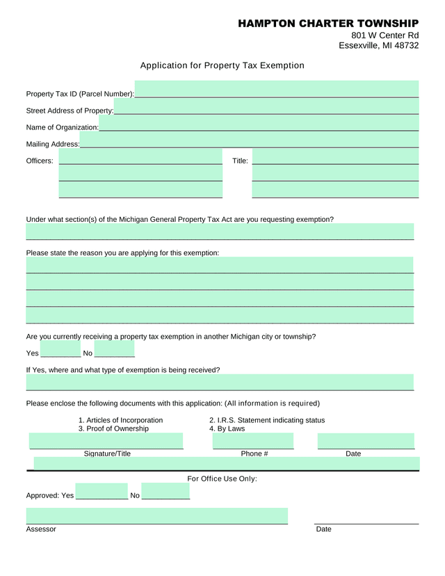 Application For Property Tax Exemption screenshot
