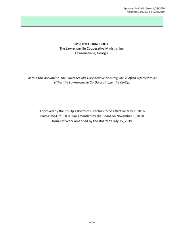Employee Handbook screenshot