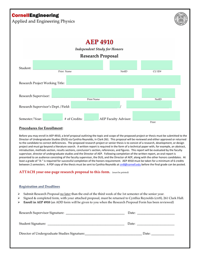 AEP 4910 Independent Study For Honors Research Proposal screenshot