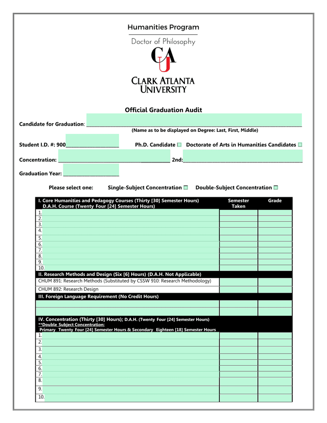 Official Graduation Audit screenshot