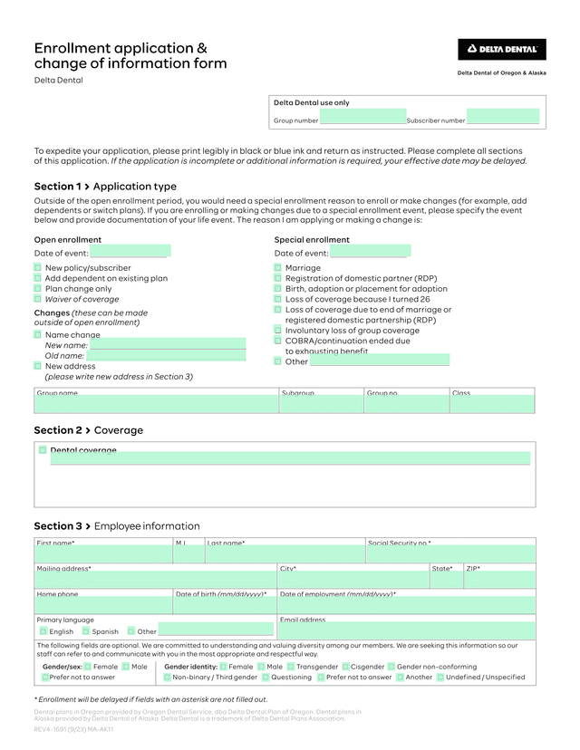 Employee Enrollment Form screenshot