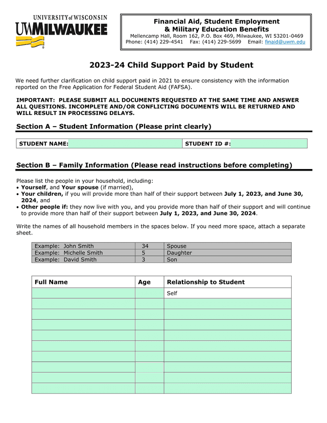 2023 24 Child Support Paid By Student screenshot