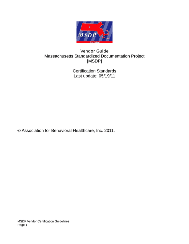 MSDP Vendor Certification Guidelines screenshot