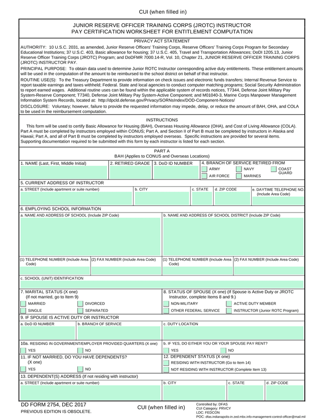 DD FORM 2754 screenshot