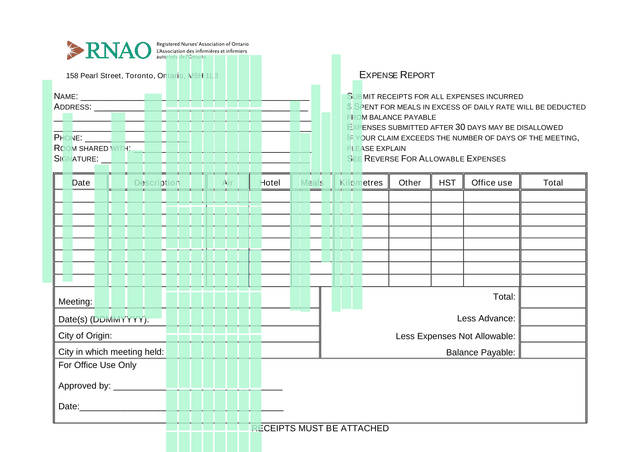 EXPENSE REPORT screenshot