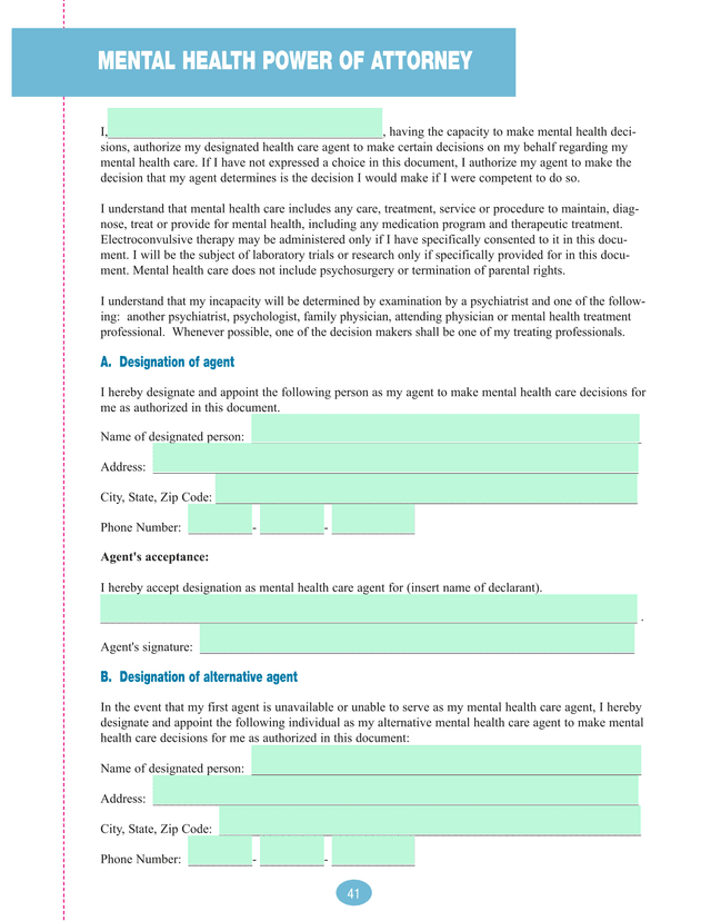 Mental Health Power Of Attorney screenshot