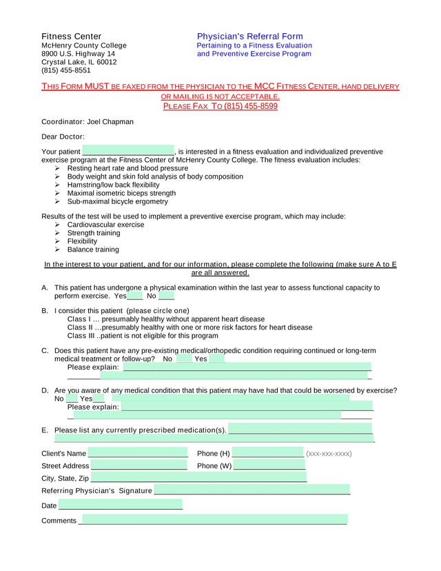 PhysicianS Referral Form screenshot