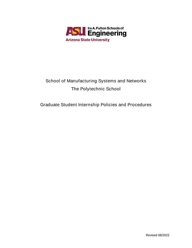Graduate Student Internship Policies And Procedures screenshot