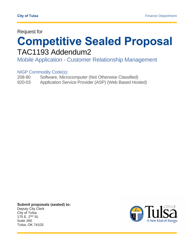 Request For Competitive Sealed Proposal TAC1193 Addendum2 Mobile Application   Customer Relationship screenshot