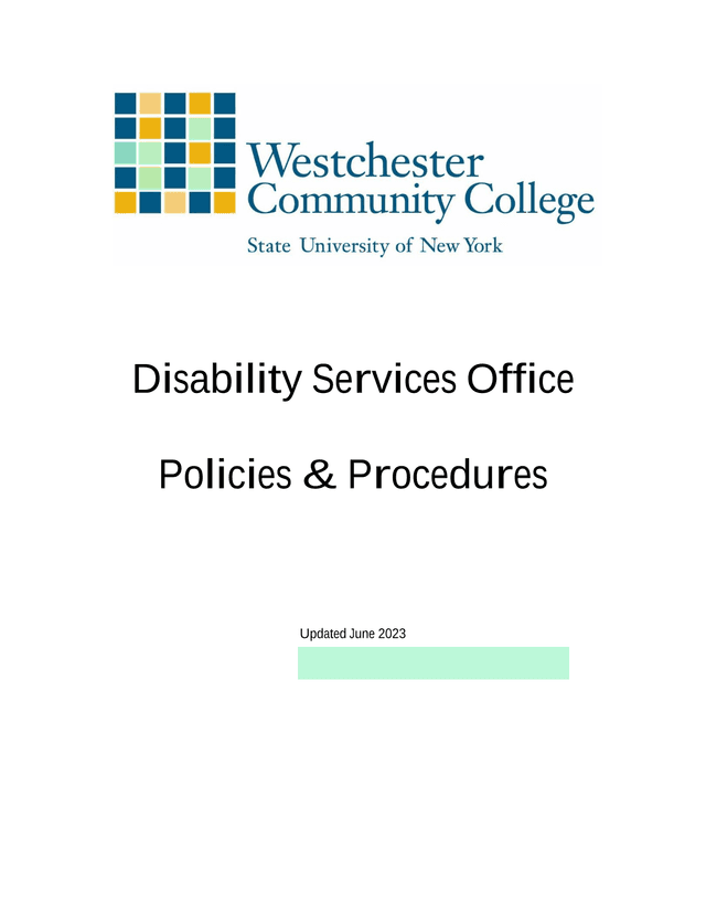 Disability Services Office Policies  Procedures screenshot