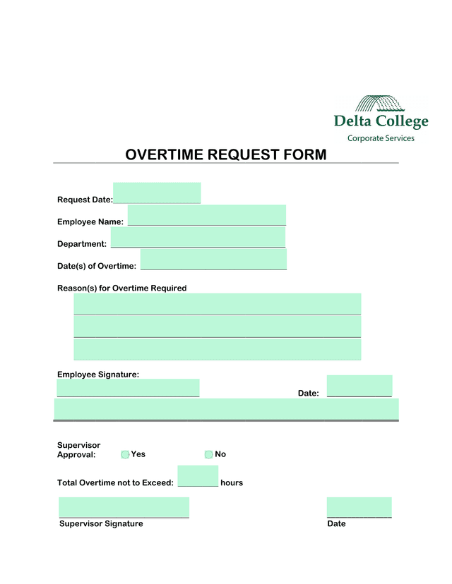 OVERTIME REQUEST FORM screenshot