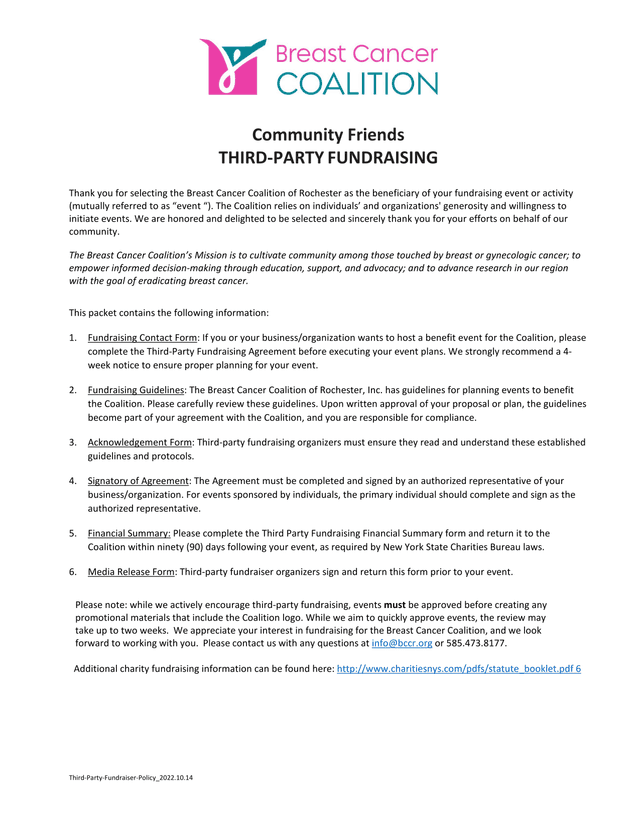 Third Party Fundraiser Policy 2022.10.14 screenshot