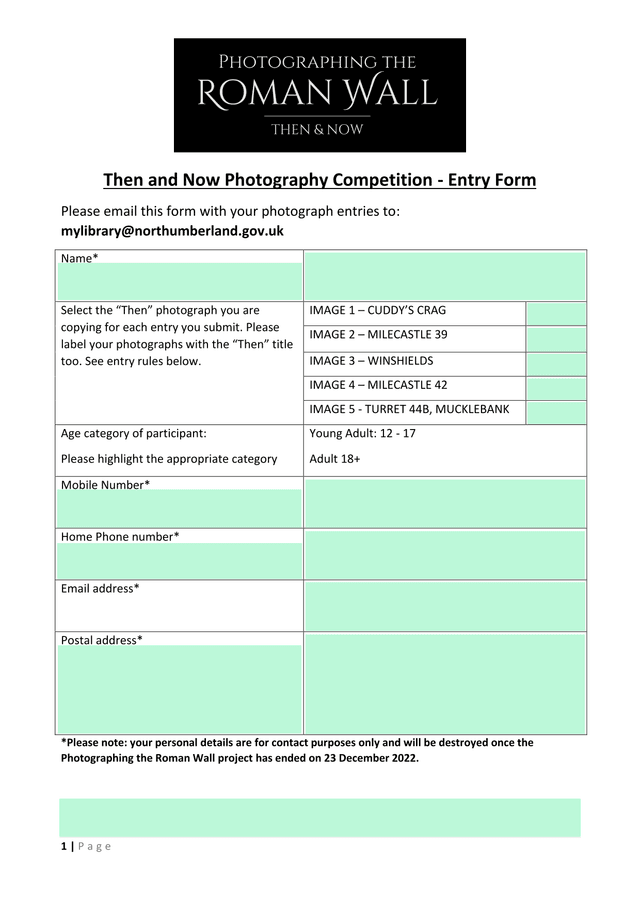 Then And Now Photography Competition   Entry Form screenshot