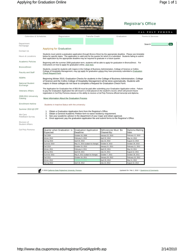 Graduation Application screenshot