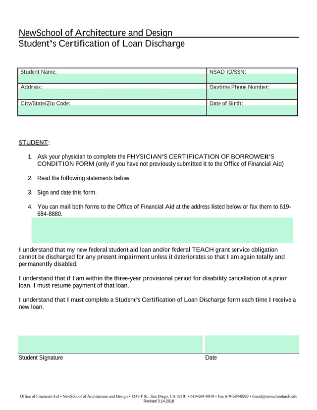 StudentS Certification Of Loan Discharge screenshot