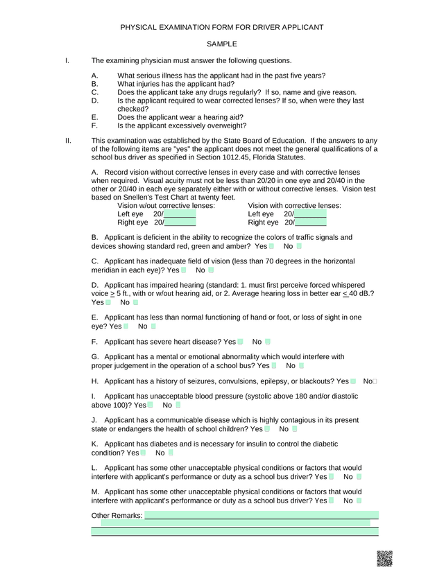 Physical Examination Form For Driver Applicant screenshot