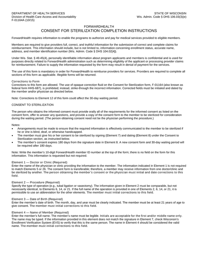 Consent For Sterilization Completion Instructions screenshot