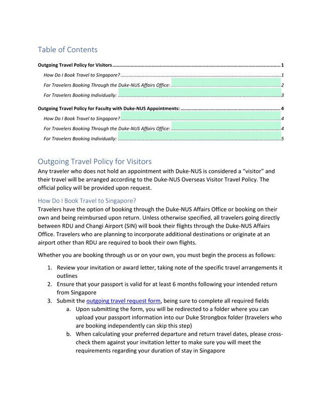 Outgoing Travel Policy For Visitors screenshot