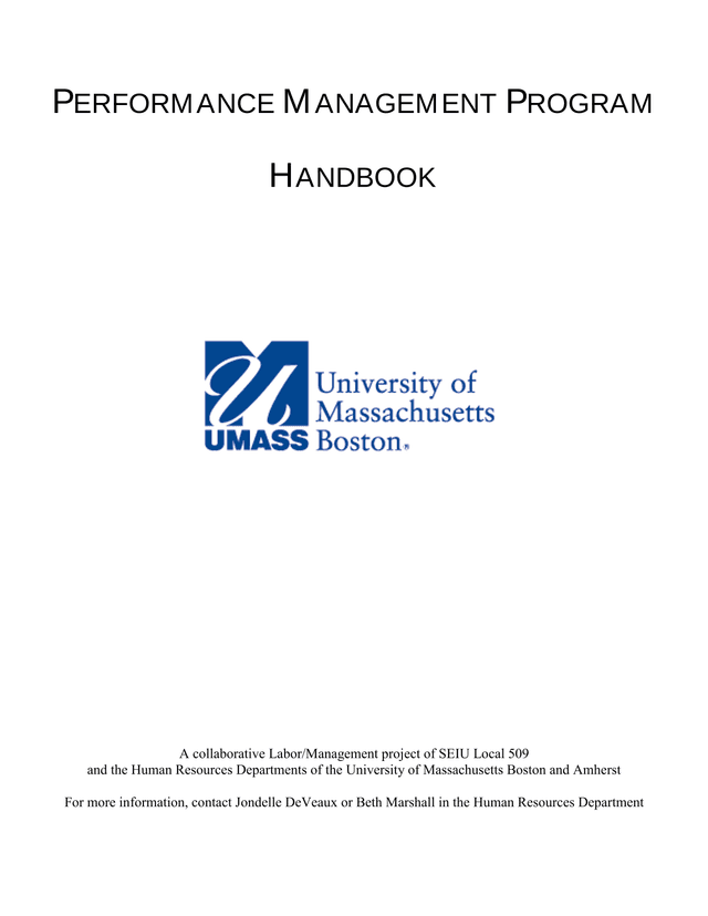 Performance Management Program Handbook screenshot