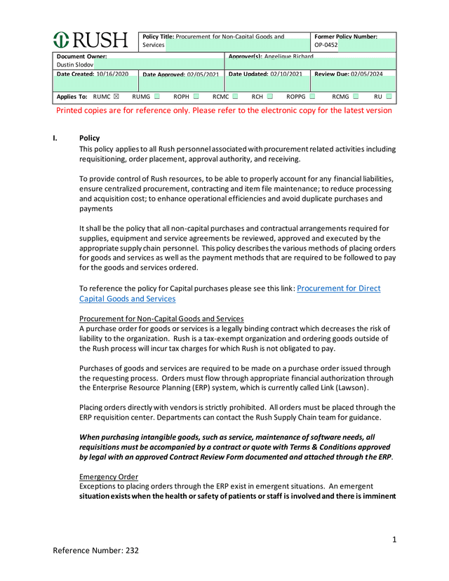 Procurement For Non Capital Goods And Services screenshot